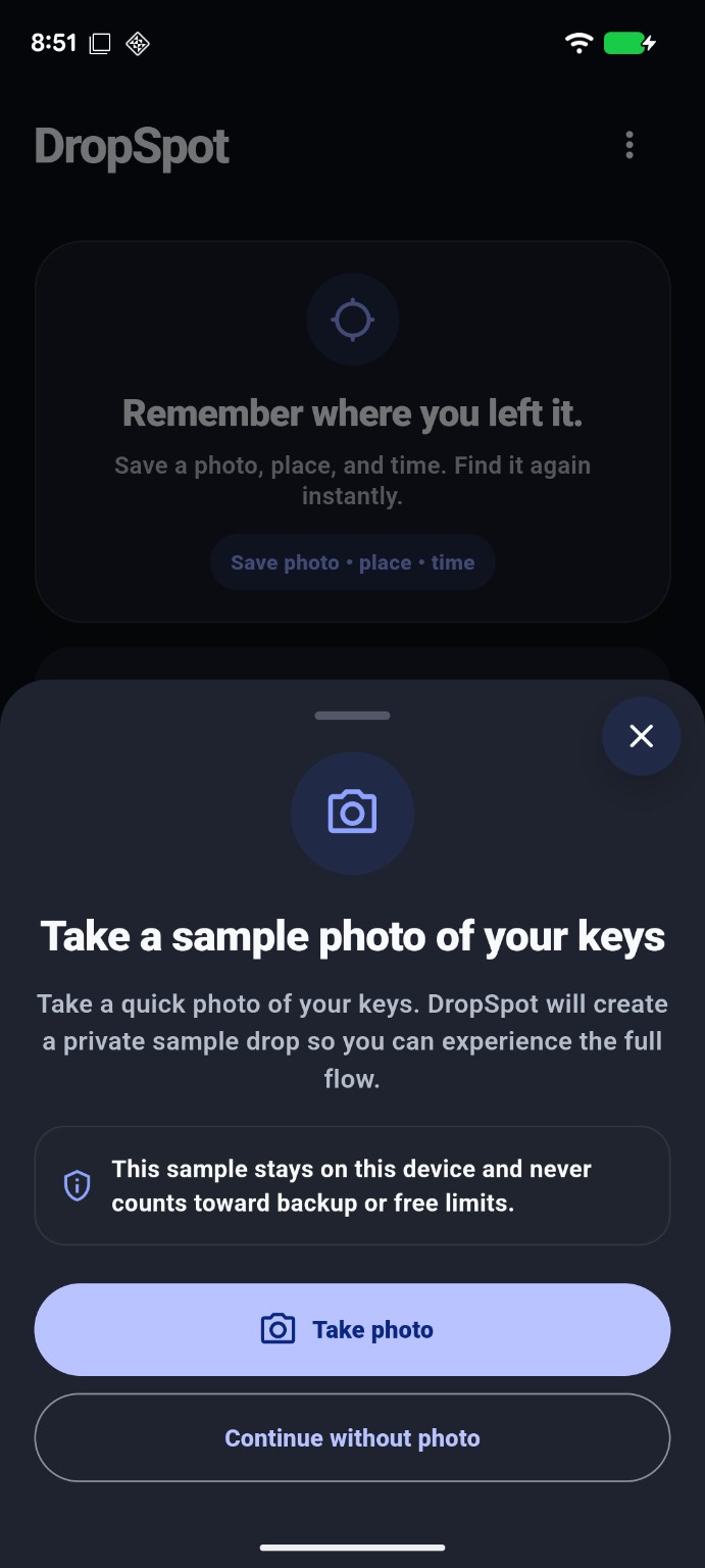 Take a sample keys photo